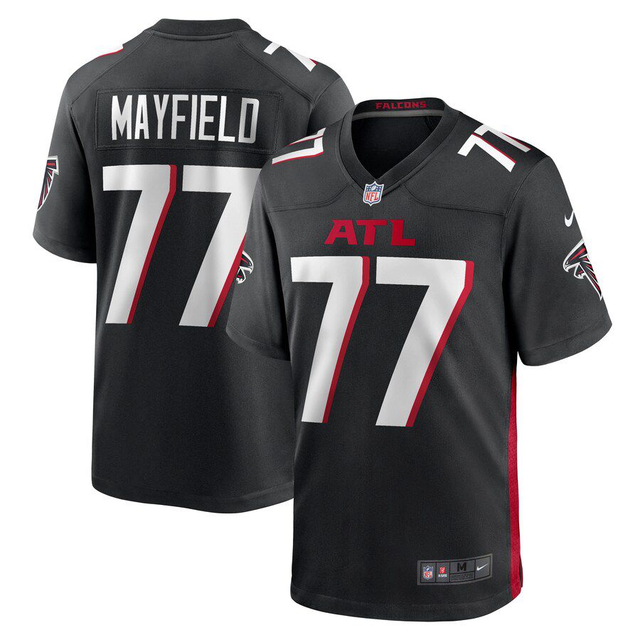 Men Atlanta Falcons 77 Jalen Mayfield Nike Black Game NFL Jersey